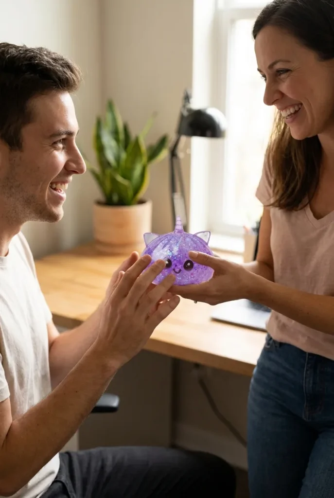 Dumpling Squishy Unicornio Glitter Violeta de regalo