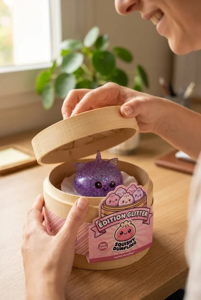 Unboxing de Dumpling Squishy Unicornio Glitter Violeta