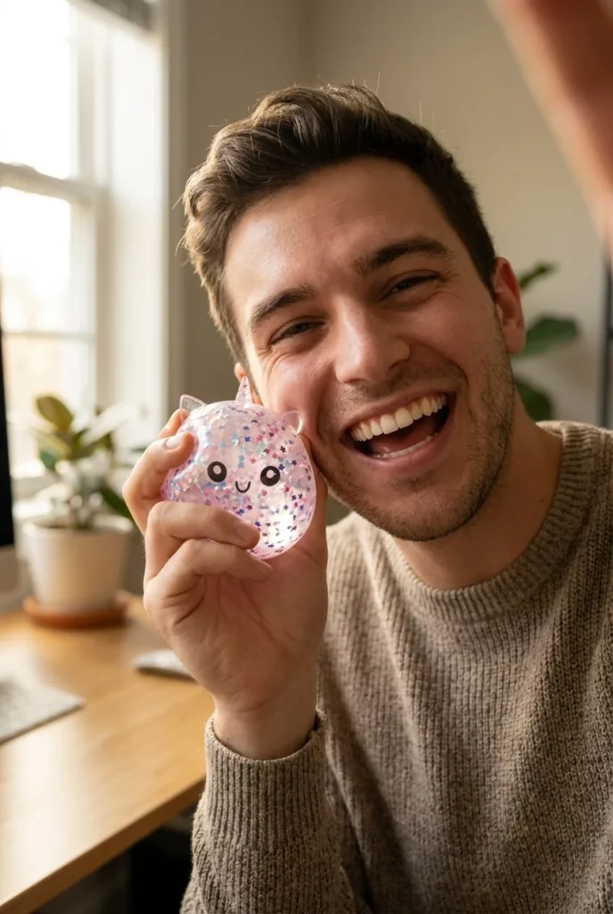 Dumpling Squishy Unicorn Sparkle Blanco cerca de la cara