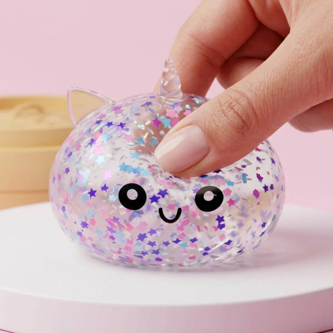 Dumpling Squishy Unicorn Sparkle Blanco — efecto slow-rise, la espuma recupera su forma
