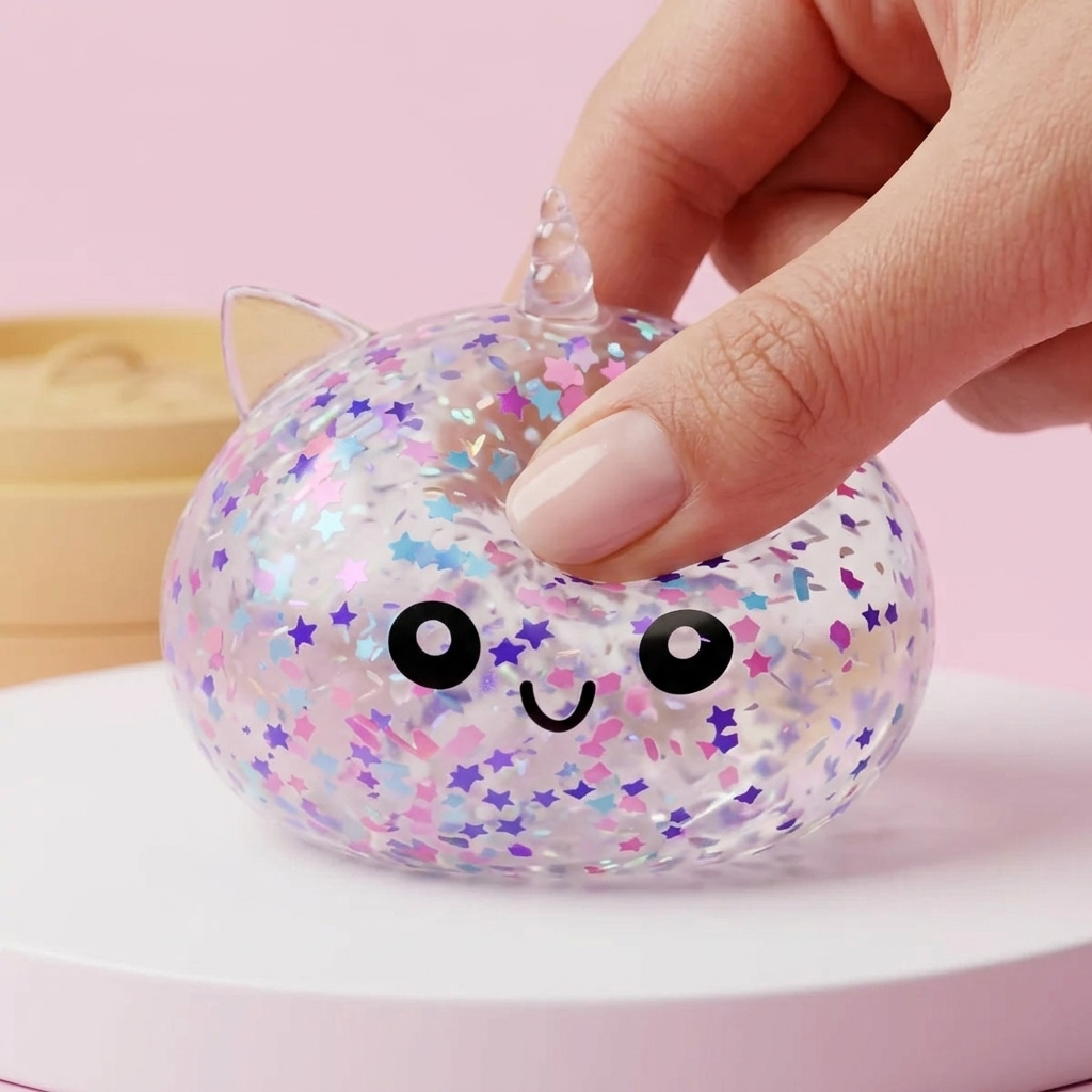 Dumpling Squishy Unicorn Sparkle Blanco — efecto slow-rise, la espuma recupera su forma