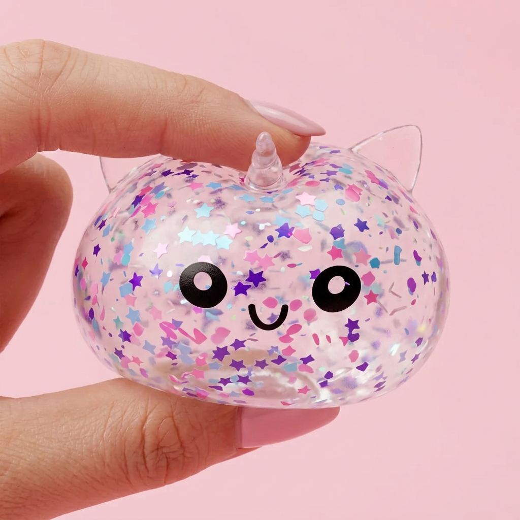 Dumpling Squishy Unicorn Sparkle Blanco apretado, material squishy