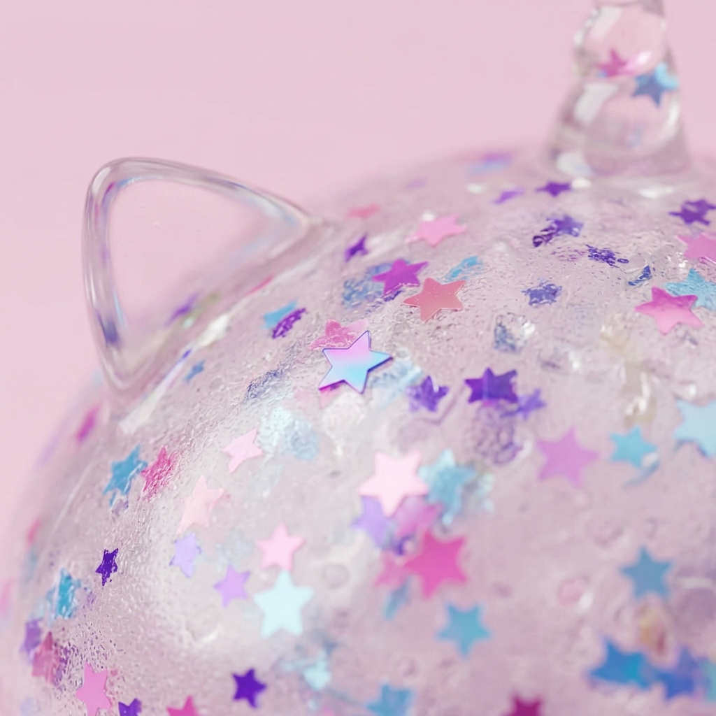 Dumpling Squishy Unicorn Sparkle Blanco — primer plano macro de la textura