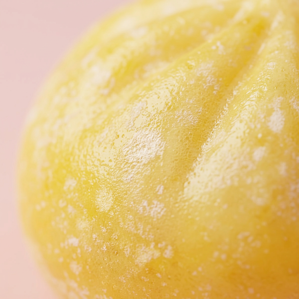 Squishy Dumpling Pingüino Amarillo Mantequilla — primer plano macro de la textura