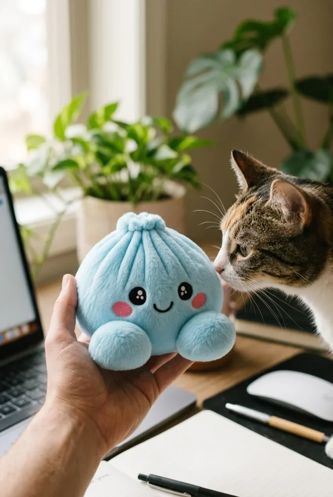 Squishy Dumpling Peluche Azul Cielo y un animal