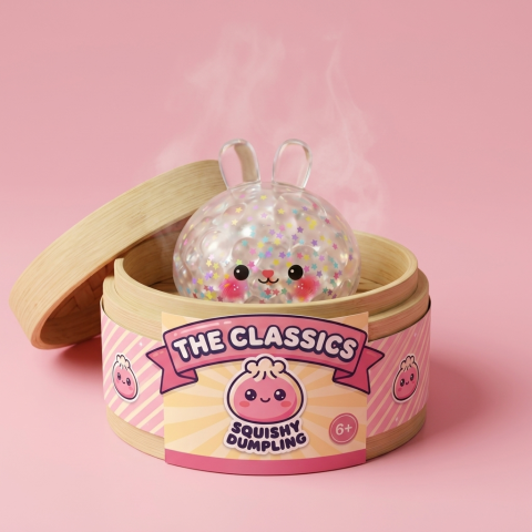Bunny Dumpling Squishy Burbuja en su cesta de vapor de bambú