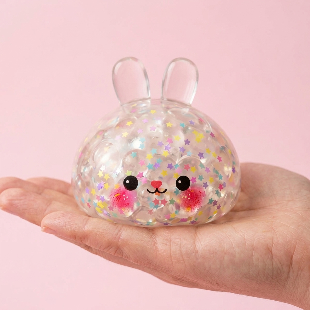 Bunny Dumpling Squishy Burbuja en la mano, tamaño real