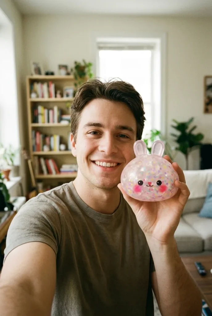 Bunny Dumpling Squishy Burbuja cerca de la cara