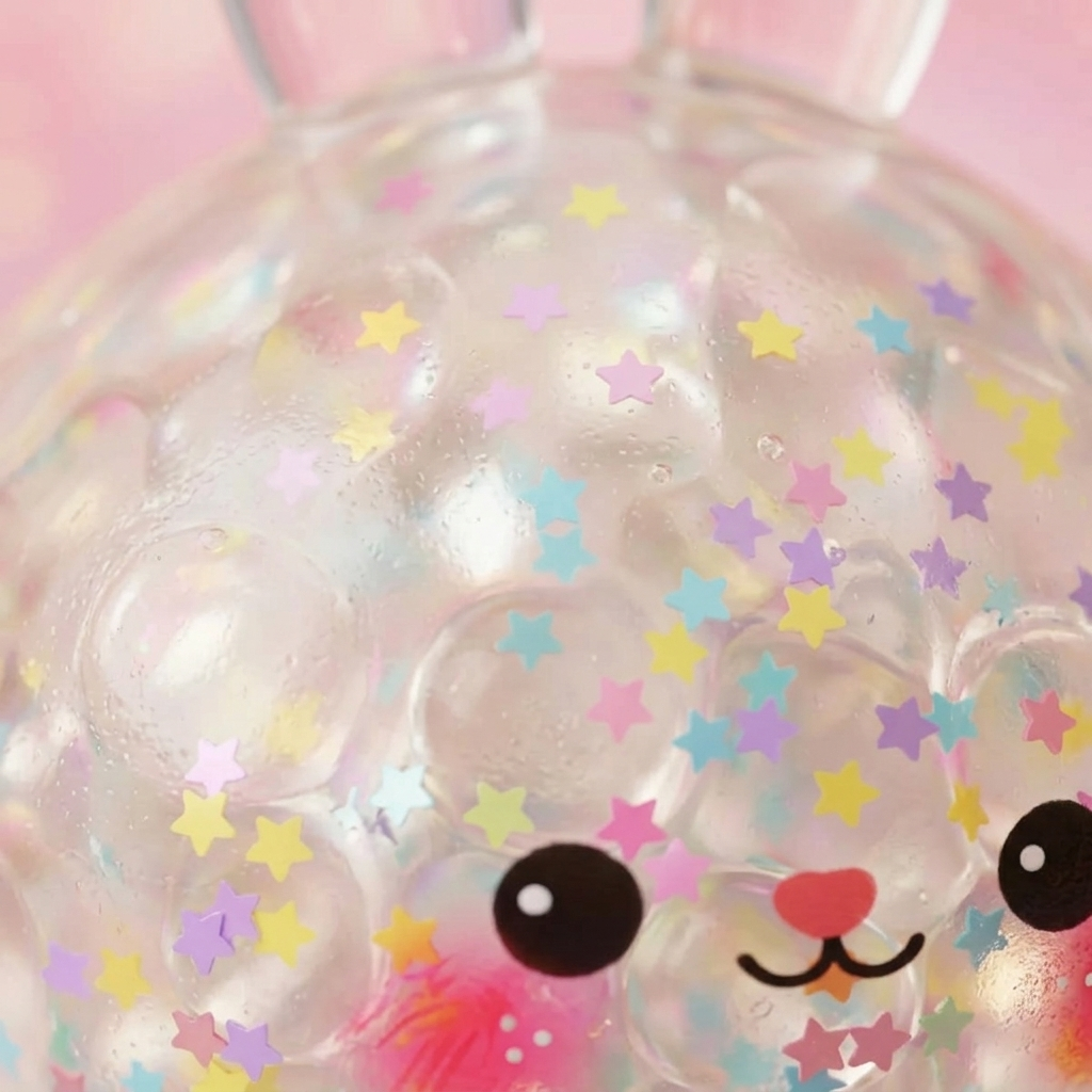 Bunny Dumpling Squishy Burbuja — primer plano macro de la textura