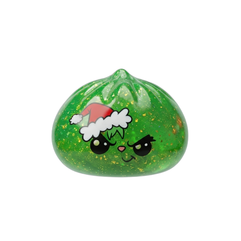 Grumpy Dumpling Squishy Navideño Verde Glitter — squishy antiestrés slow-rise