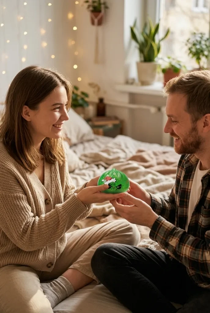 Grumpy Dumpling Squishy Navideño Verde Glitter de regalo