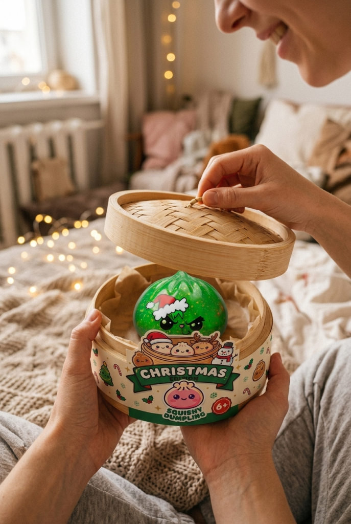 Unboxing de Grumpy Dumpling Squishy Navideño Verde Glitter