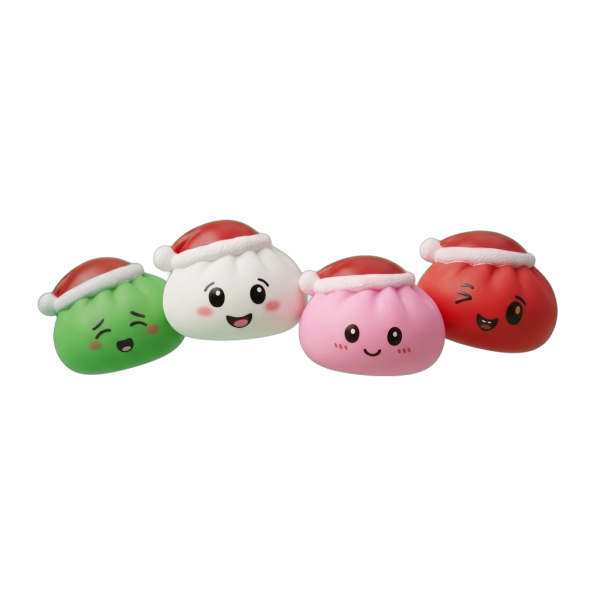 Dumpling Squishy Gorro de Navidad Set de 4