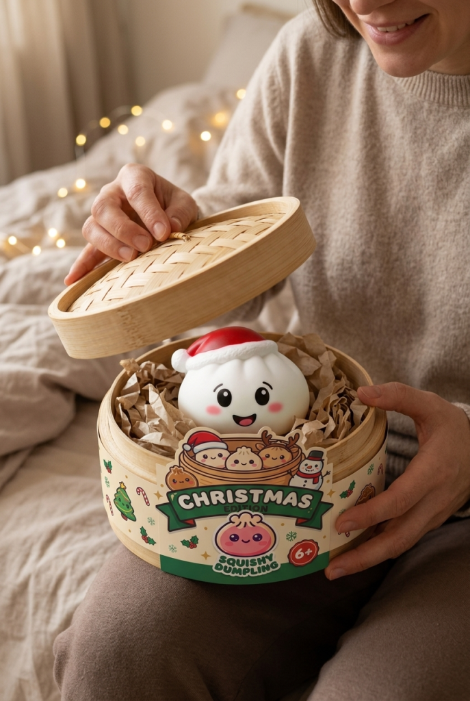 Unboxing de Dumpling Squishy Gorro de Navidad Set de 4