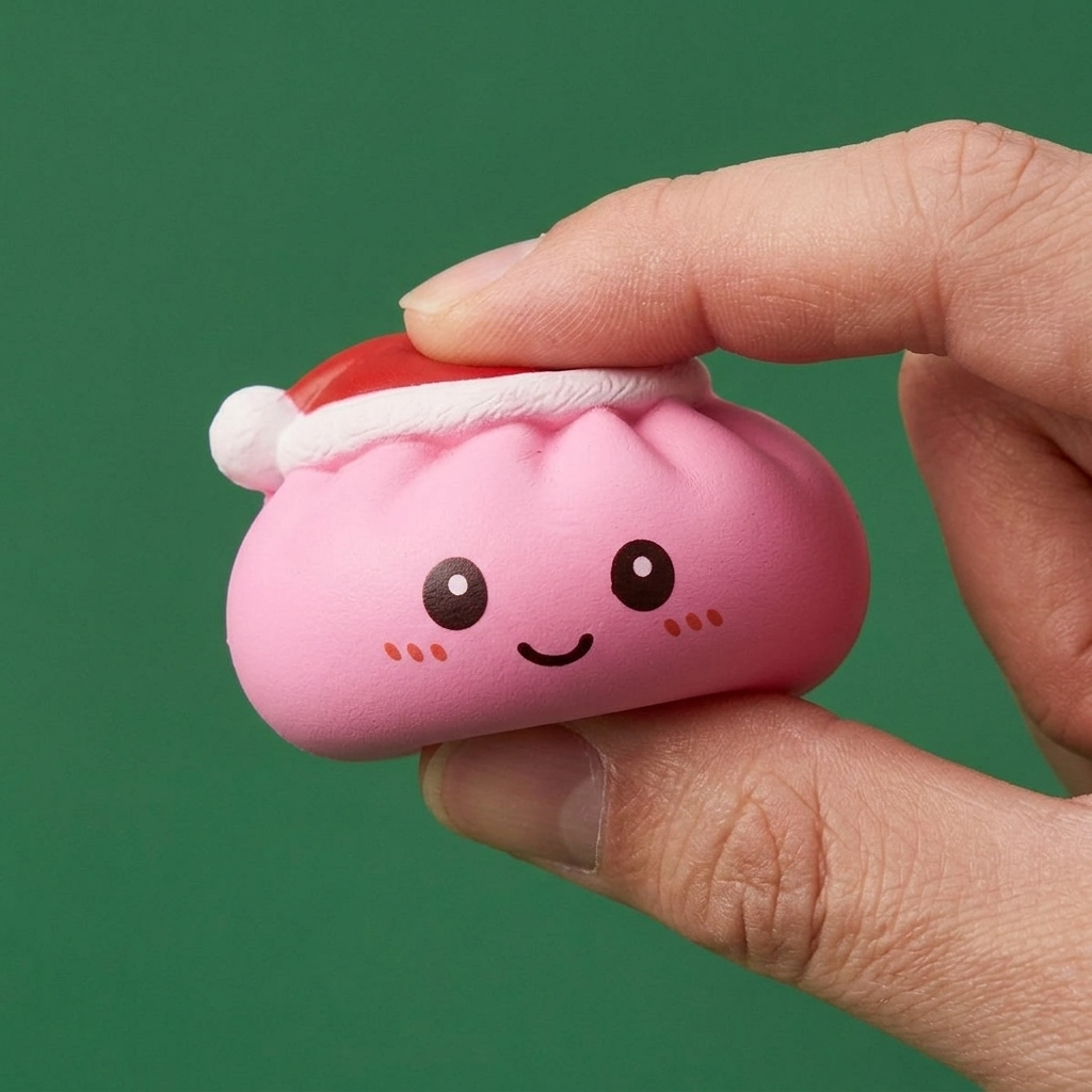 Dumpling Squishy Gorro de Navidad Set de 4 apretado, material squishy