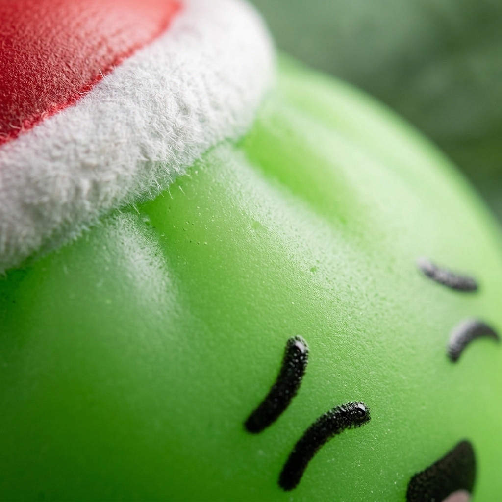 Dumpling Squishy Gorro de Navidad Set de 4 — primer plano macro de la textura