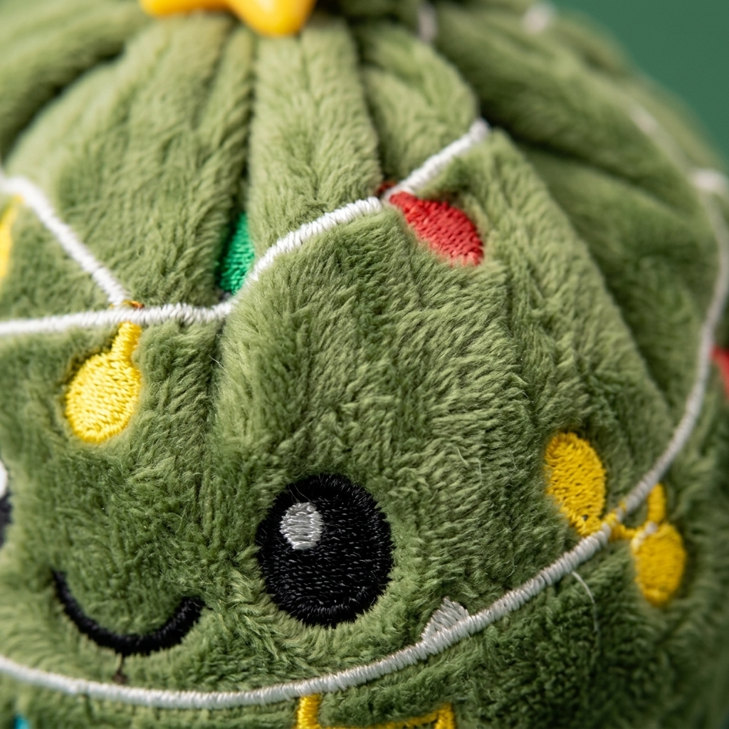 Christmas Tree Dumpling Squishy Brillante — primer plano macro de la textura