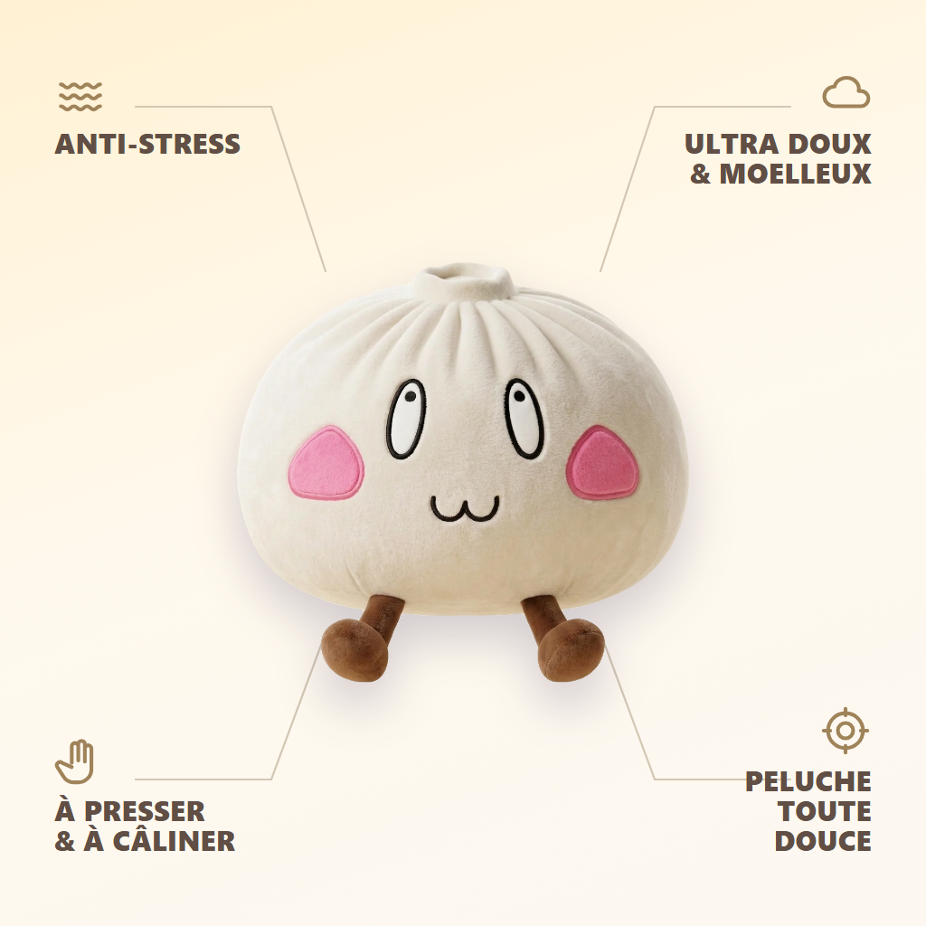Giant Dumpling Squishy Cara Feliz — antiestrés, ultra blando, efecto slow-rise
