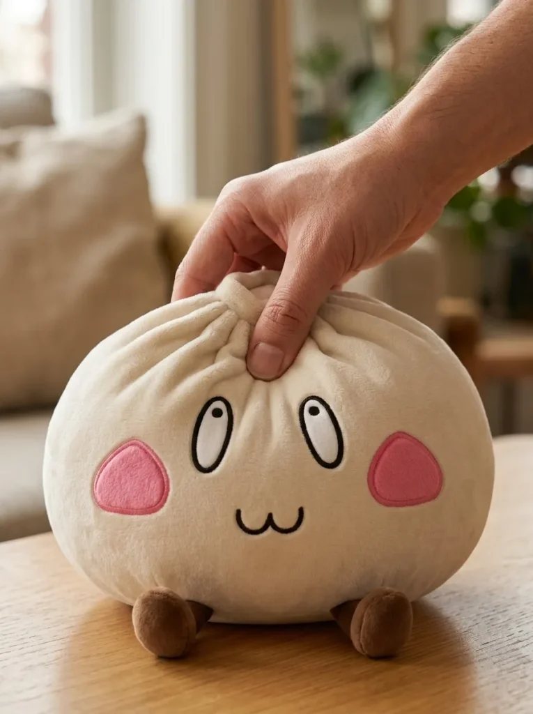 Giant Dumpling Squishy Cara Feliz apretado entre los dedos