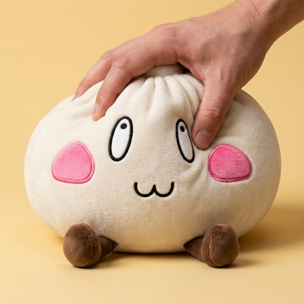 Giant Dumpling Squishy Cara Feliz — efecto slow-rise, la espuma recupera su forma