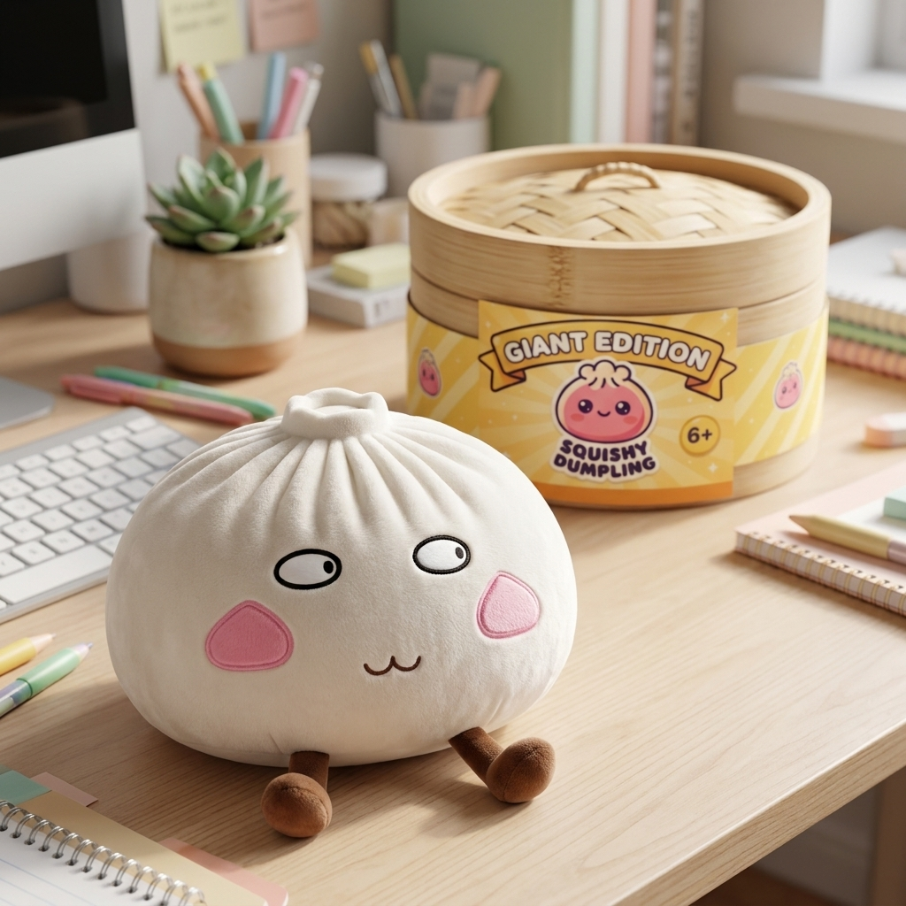 Squishy Dumpling Giant Orgulloso en un ambiente de escritorio