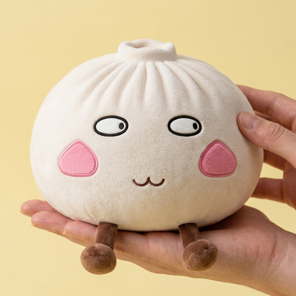 Squishy Dumpling Giant Orgulloso en la mano, tamaño real