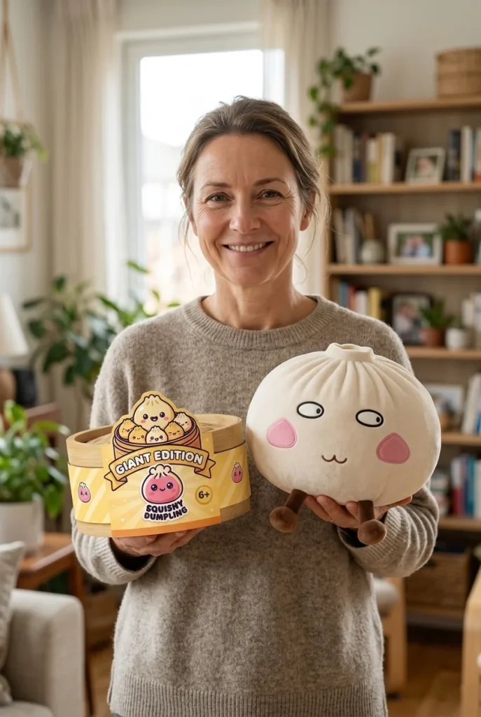 Squishy Dumpling Giant Orgulloso con su cesta de vapor de bambú