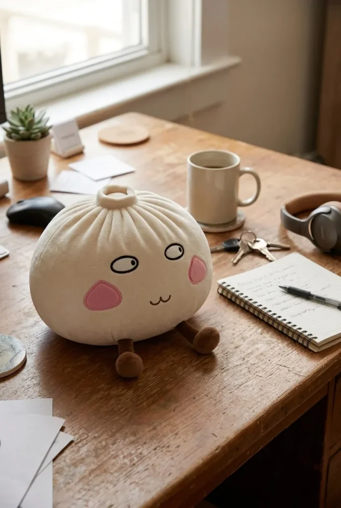 Squishy Dumpling Giant Orgulloso en un escritorio