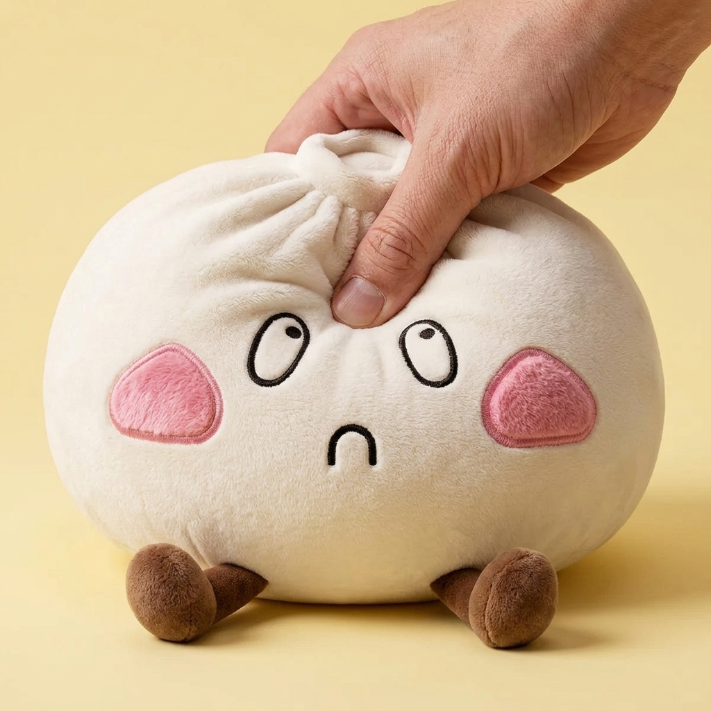 Dumpling Squishy Gigante Triste — efecto slow-rise, la espuma recupera su forma