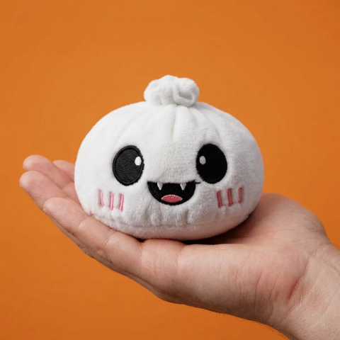 Dumpling Squishy Fantasma Halloween Luna en la mano, tamaño real