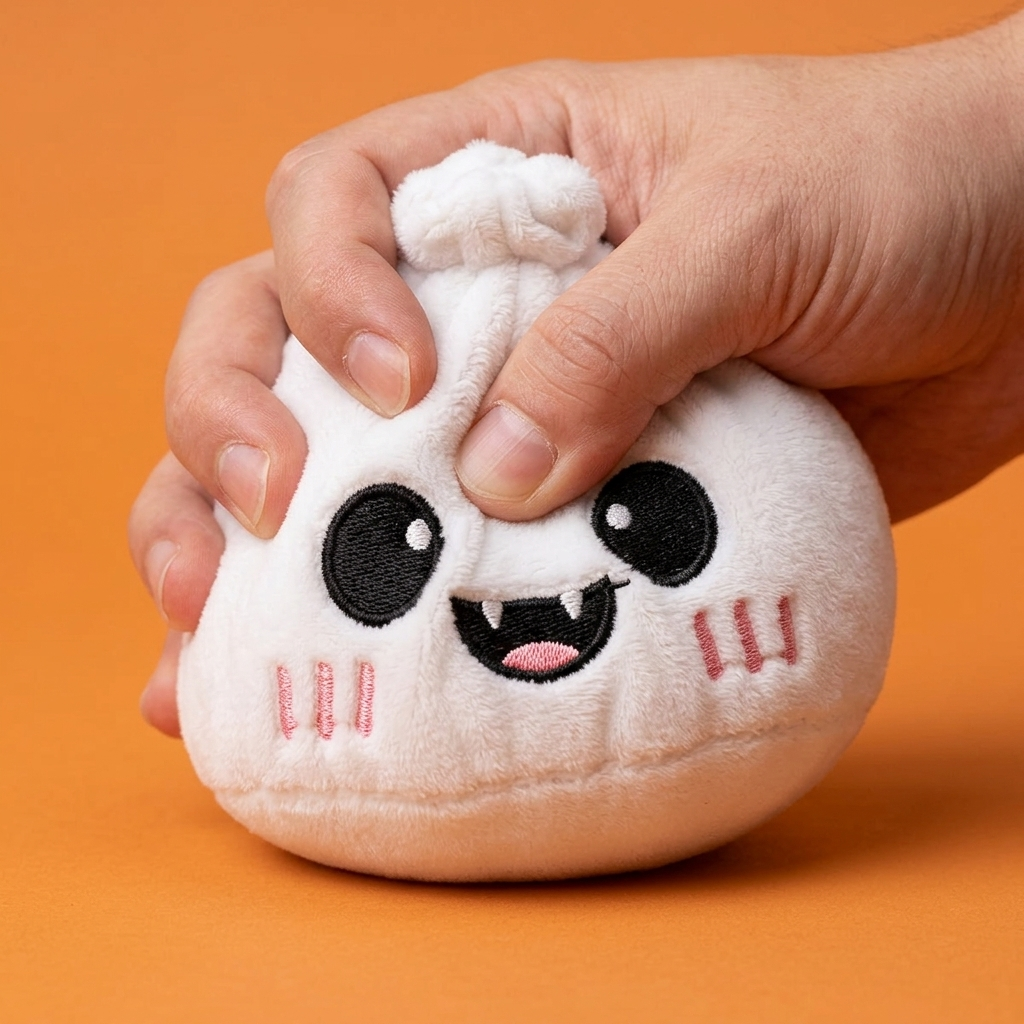 Dumpling Squishy Fantasma Halloween Luna — efecto slow-rise, la espuma recupera su forma