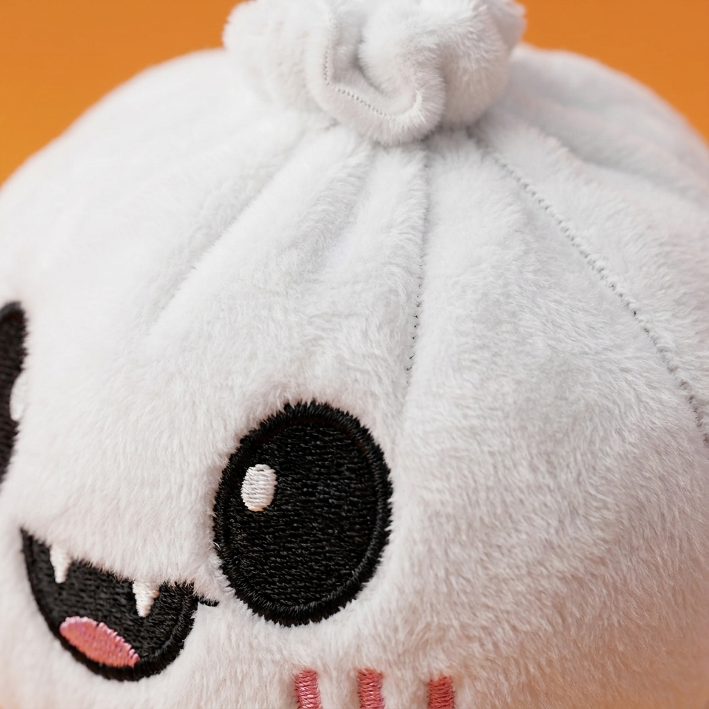 Dumpling Squishy Fantasma Halloween Luna — primer plano macro de la textura