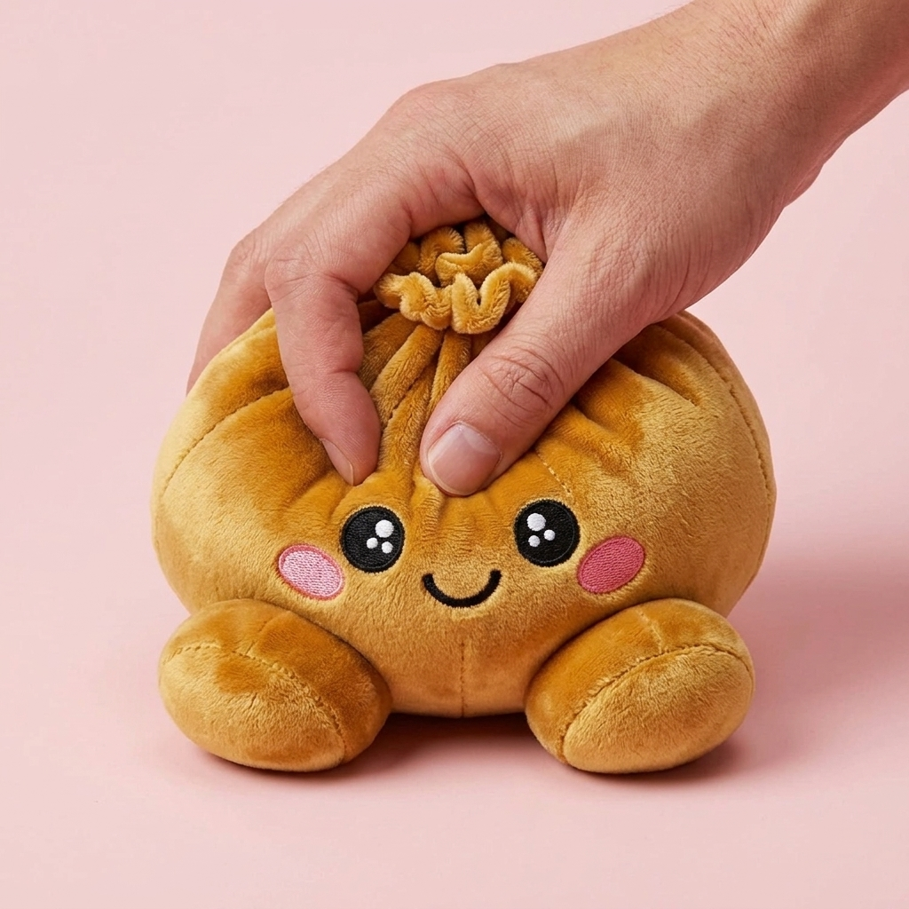 Squishy Dumpling Oro Real — efecto slow-rise, la espuma recupera su forma