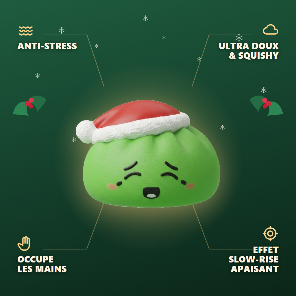 Dumpling Squishy Christmas Hat Elfo Verde — antiestrés, ultra blando, efecto slow-rise