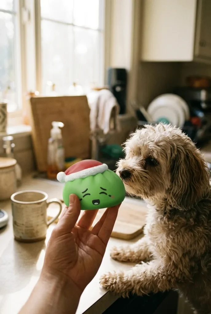 Dumpling Squishy Christmas Hat Elfo Verde y un animal