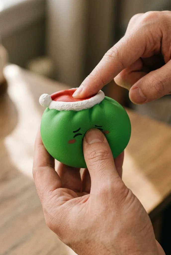 Dumpling Squishy Christmas Hat Elfo Verde apretado entre los dedos