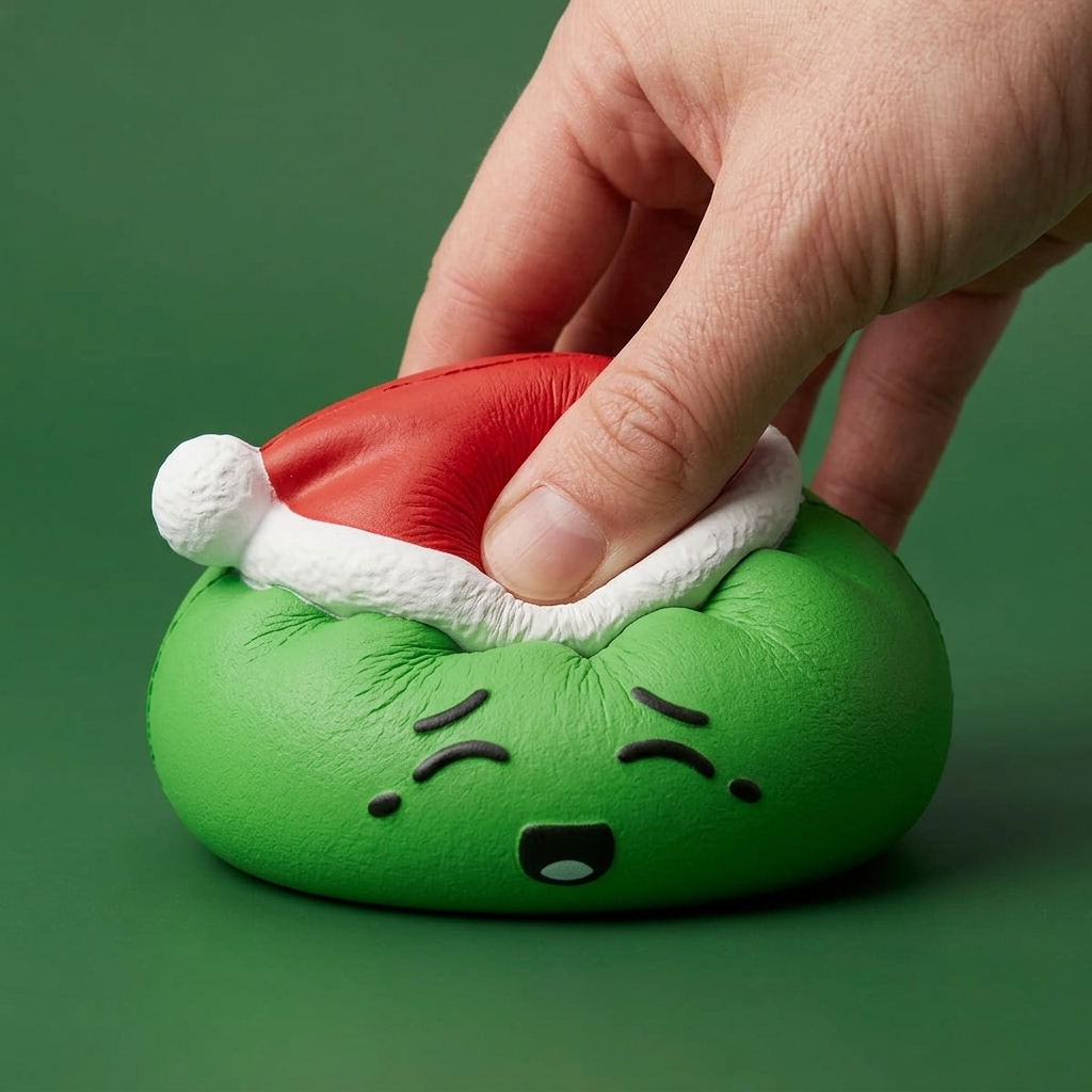 Dumpling Squishy Christmas Hat Elfo Verde — efecto slow-rise, la espuma recupera su forma