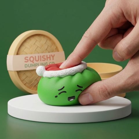 Dumpling Squishy Christmas Hat Elfo Verde apretado, material squishy