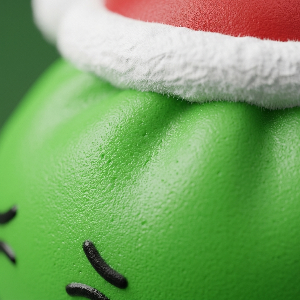 Dumpling Squishy Christmas Hat Elfo Verde — primer plano macro de la textura