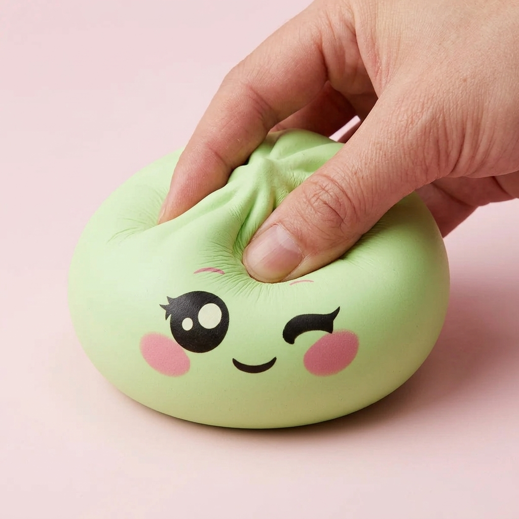 Dumpling Squishy Verde Pistacho Guiño — efecto slow-rise, la espuma recupera su forma