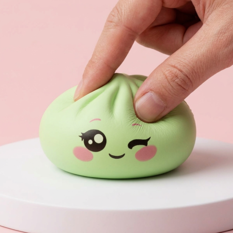 Dumpling Squishy Verde Pistacho Guiño apretado, material squishy