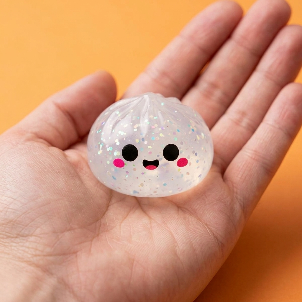 Squishy Dumpling Halloween Pack de 8 en la mano, tamaño real