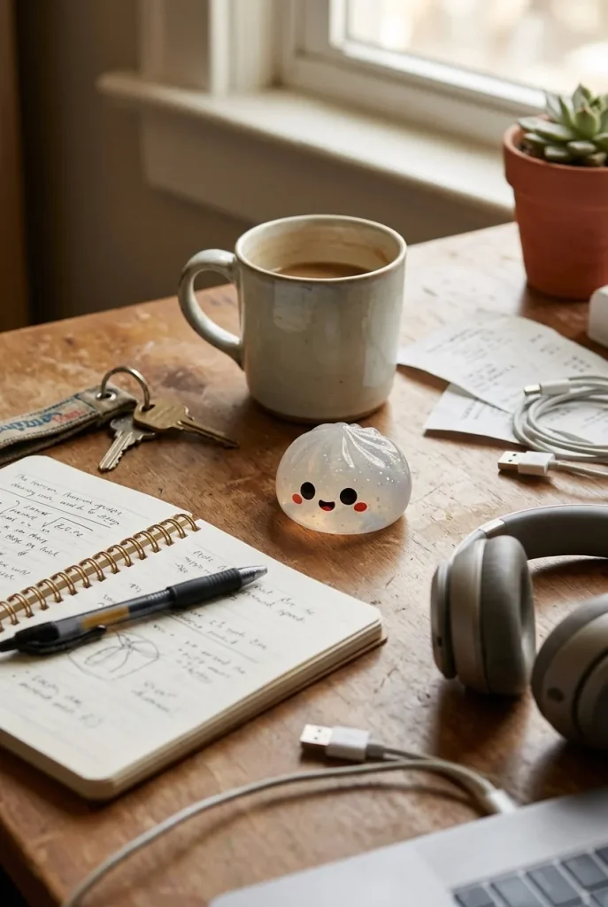 Squishy Dumpling Halloween Pack de 8 en un escritorio