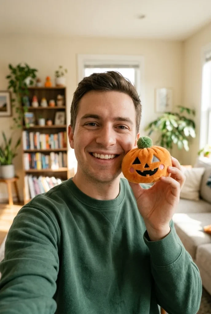 Squishy Dumpling Calabaza Halloween cerca de la cara