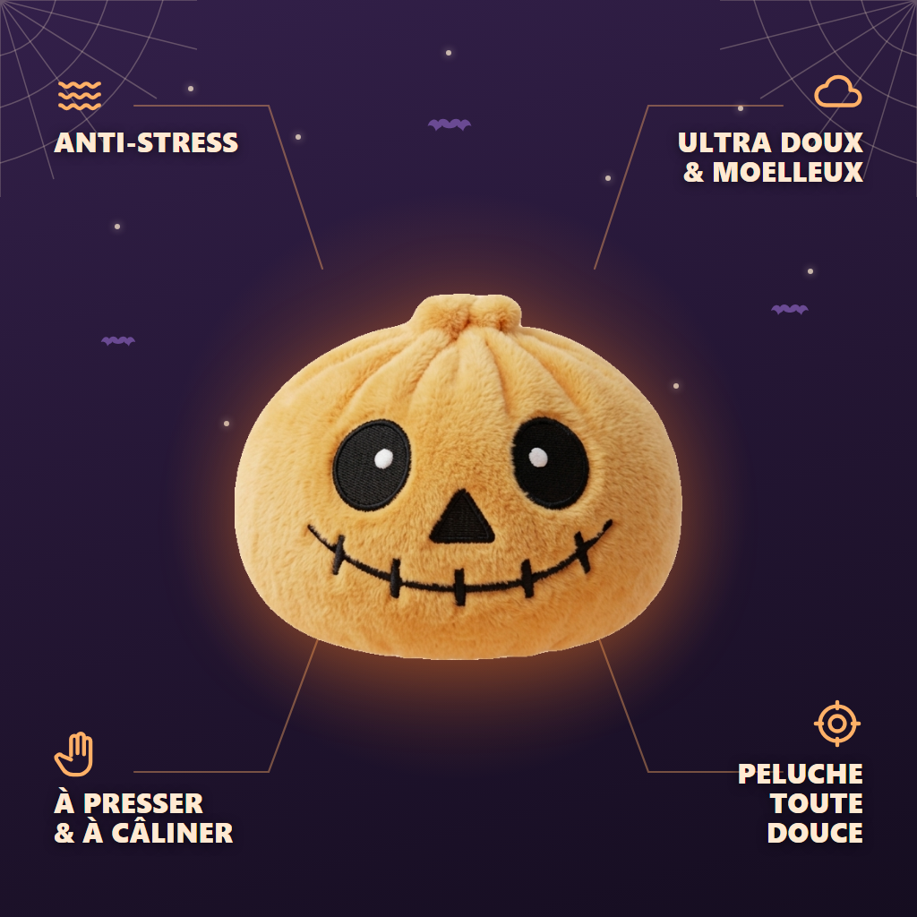 Skeleton Dumpling Squishy Halloween Sonriente — antiestrés, ultra blando, efecto slow-rise