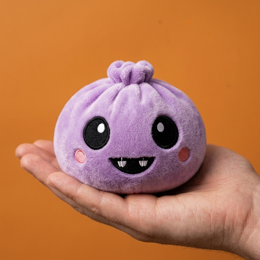 Squishy Dumpling Vampire Halloween Terciopelo en la mano, tamaño real