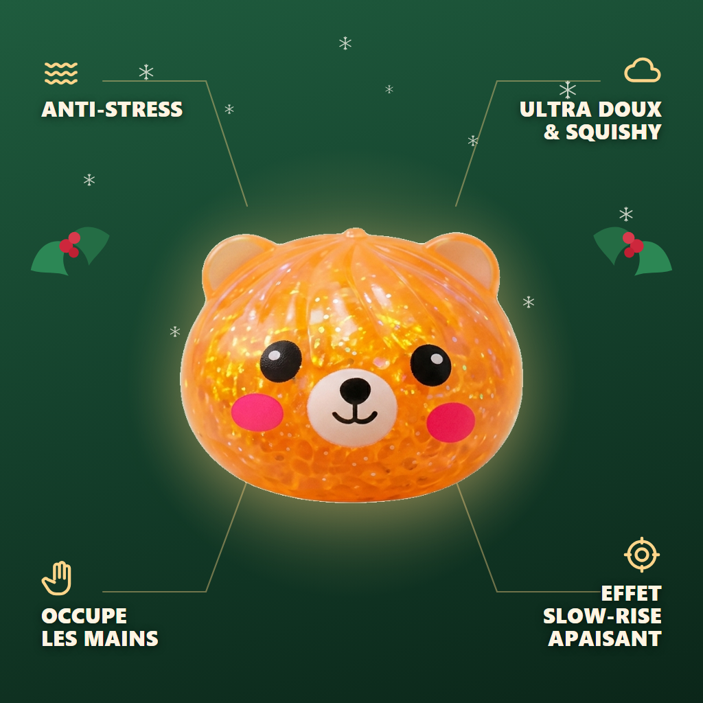 Dumpling Squishy Oso Mystery Glitter — antiestrés, ultra blando, efecto slow-rise