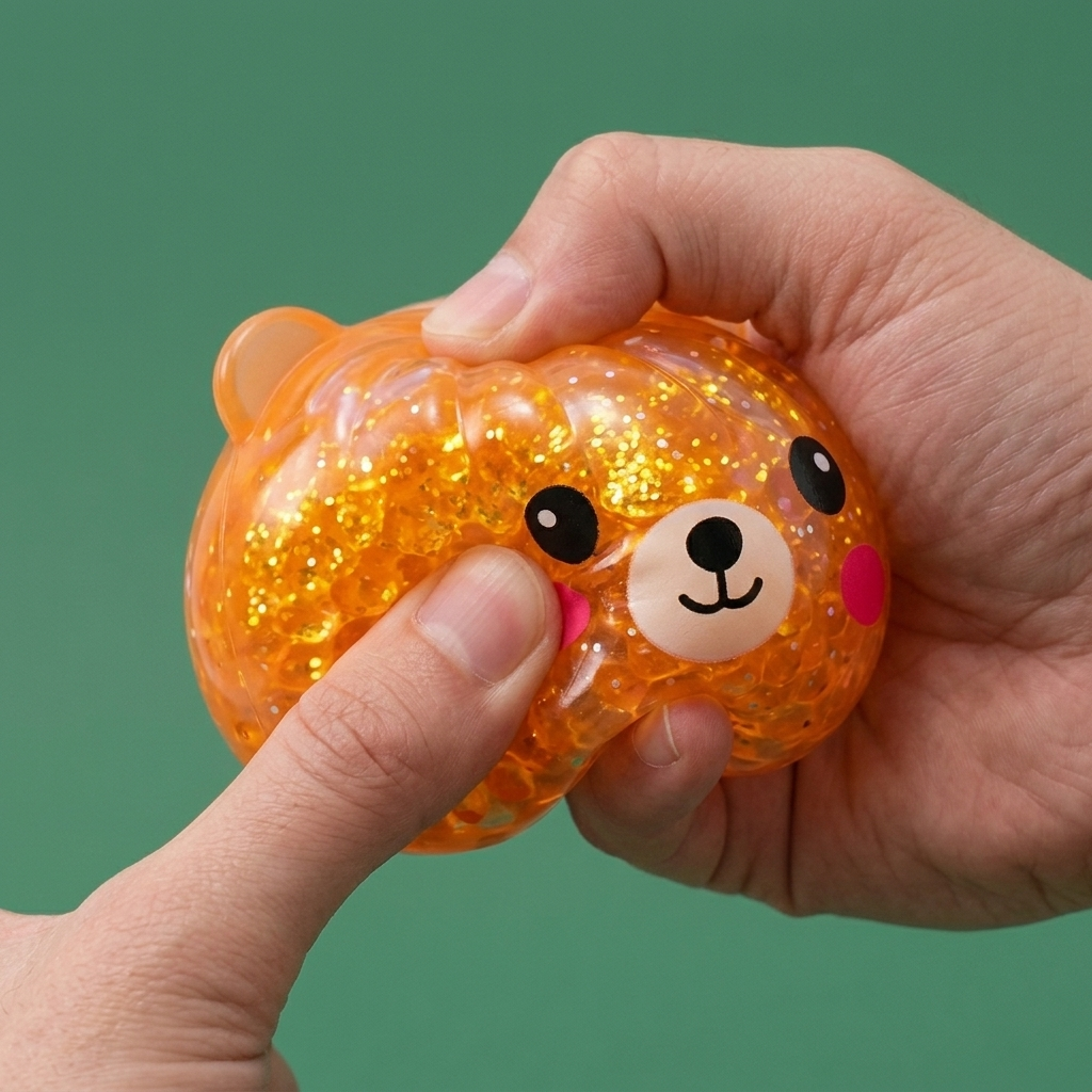 Dumpling Squishy Oso Mystery Glitter — efecto slow-rise, la espuma recupera su forma
