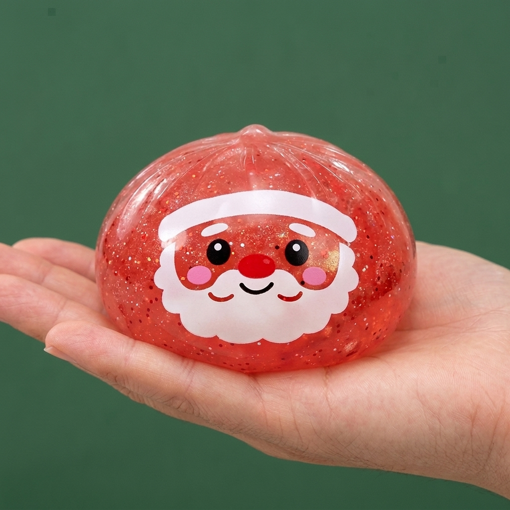 Dumpling Squishy Mystery Candy Navidad en la mano, tamaño real