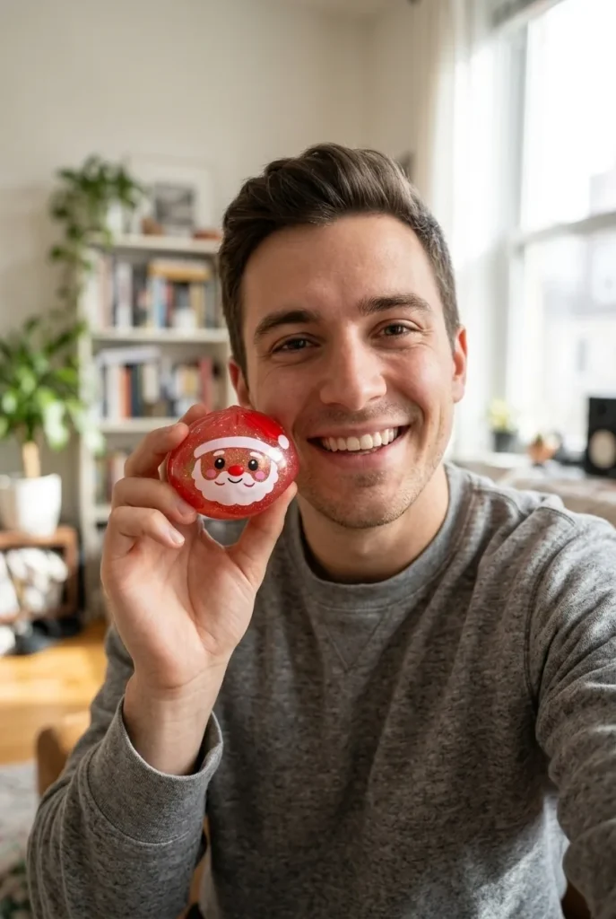 Dumpling Squishy Mystery Candy Navidad cerca de la cara